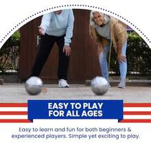 Idle Banter Boules Juego - Estuche de transporte temático de bandera con 8 bolas de petanca premium de 73 mm divertido y portátil juego de césped al aire última intervensión para todas las edades - como en la foto - Ver 4