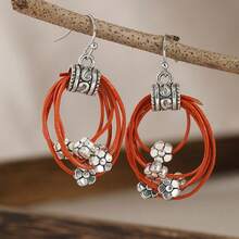 1 Pair Fashionable & Classic Multi-Layer Woven Round Earrings, Feminine , Suitable For Daily Wear - Silver - View 2