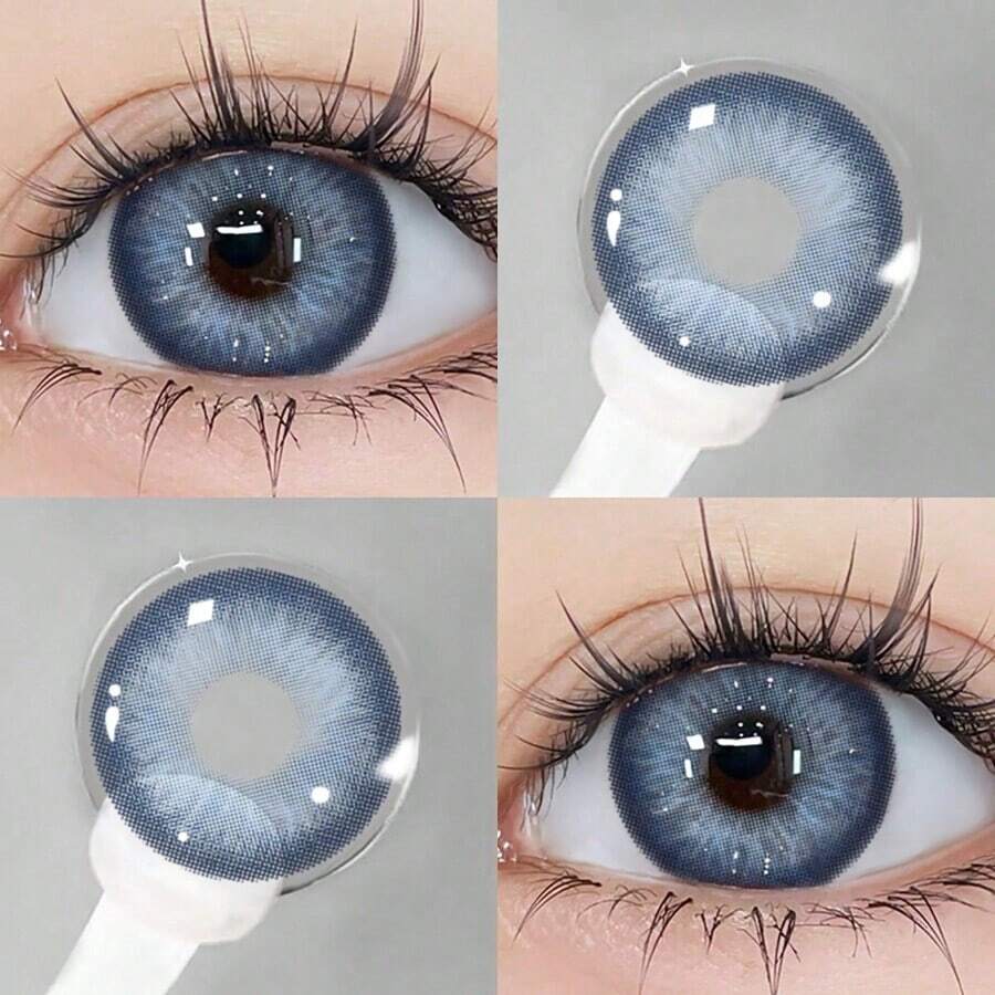 1 Pair Blue Soft 14.5mm 1 Year Disposable Fashion Makeup Lenses - Blue - View 1