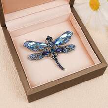 1 pieza Broche de libélula con brillantes azules exquisito, alfiler decorativo versátil y creativo, adecuado para uso diario y como regalo festivo - A - Ver 9