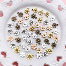 50个多色9x12mm合金花朵吊坠，适用于DIY项链、手链、钥匙扣等饰品配件 - 均碼 - 查看 2
