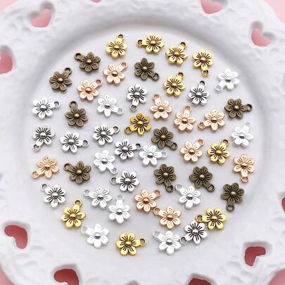 50 قطعة سحر زهرة من السبائك متعددة الألوان بمقاس 9x12 مم للعثور على المجوهرات والقلائد والأساور والمفاتيح DIY