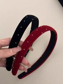 Fascia per capelli in velluto con cristalli larga 2cm, fascia per capelli retrò alla moda e ampia, accessorio per capelli elegante adatto per l'uso quotidiano e la cura della bellezza delle donne - Multicolore - Visualizzare 6
