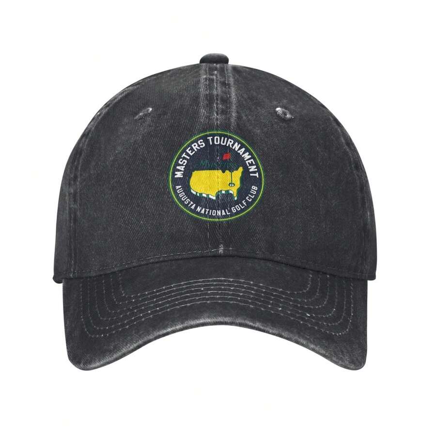 1pc MASTERS TOURNAMENT AUGUSTA NATIONAL GOLF CLUB Personalized Printed Baseball Cap Vintage Washed Baseball Cap Retro Distressed Dad Hat Soft Adjustable Printed Streetwear Unisex Cap For Men Women - màu đen - Xem 1