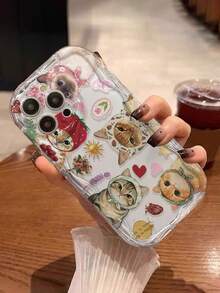 卡通猫咪彩绘平纹印花奶油色波浪边防震加厚手机保护壳，适用于 17/17 Pro/17 Pro Max、16 XR/7/8、15 Pro Max、12 Pro Max、13 Pro Max、14 Pro Max、13、14、11、12P、14P、11P、12P、XS、XR、7/8P、7/8G、ES2，也适用于A13 4G、A22、A21S、A51 4G、A52、S22 Ultra、A33 5G、A34、A35，以及10、Note 11 4G、11 Lite、A53，TPU材质，也适用于A14/A23/S23 Ultra、S24、A14、A15、S23、A73、A55、A54。 - 彩色 - 查看 2