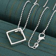 925 Sterling Silver Polished Square Pendant Necklace, 16-30 Inches, Fresh And Elegant Design, Women'S Engagement Jewelry - Silver - View 12