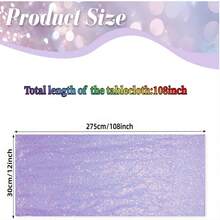 1 件装炫彩亮片桌旗，闪亮金属金色奢华桌布，美人鱼主题派对、圣诞节、迎婴派对、婚礼、生日派对 - 彩色 - 查看 3