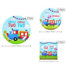 Train Birthday Party Disposable Tableware Set, 7/9 Inch Disposable Paper Plates, Napkins, Suitable For Family Gatherings, Gender Reveal, Celebrations, Birthdays, Weddings, Parties, Picnics - Multicolor - View 16