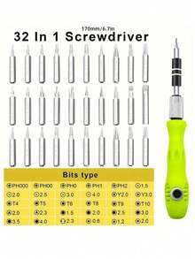 [Bộ tua vít chính xác 32 trong 1] Bộ tua vít từ tính chính xác 32 trong 1, bộ dụng cụ bảo trì đa chức năng với đầu lục giác, Torx, dùng để sửa chữa điện thoại và máy tính xách tay. Lý tưởng cho những người đam mê và kỹ thuật viên sửa chữa điện tử, món quà hoàn hảo cho người yêu thích thiết bị công nghệ, dụng cụ sửa chữa công nghệ, hộp đựng kiểu dáng đẹp, tua vít bền bỉ. - Bộ tua vít - Xem 3
