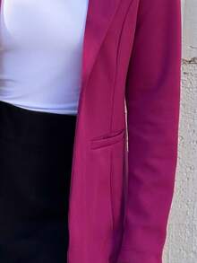 Women's Blazer, Maxi Coat, Long Suit, Tailored, Elegant, Fuchsia Grape Overcoat - Rose Red - View 7