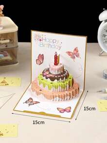 1pc 3D Paper Cake Greeting Card, Highly Atmospheric - Sets - View 7