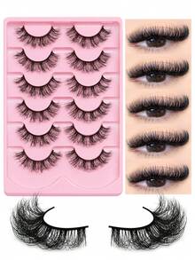 GROINNEYA 6 Pairs Natural Cat Eye Lengthening False Eyelashes 3D Fluffy High Quality Lashes Look Like Real Lashes Fluffy Faux Mink Lashes Volume Wispy Long Foxy Eye Lifting Look Fake Eyelashes,Suitable For Any Casual Occasion - View 6