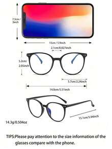 一副男女通用的透明圆形眼镜，适合办公、看电视、玩游戏、玩手机等多种场合。 - 黑色 - 查看 3
