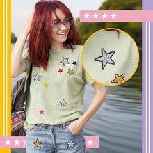 10/33pcs Colorful Star Embroidery Patches, Iron-On Or Sew-On For Repairing Hats, Shirts, Jeans And Bags (Multiple Colors Available) - Multicolor - View 3
