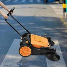 41in Walk-Behind Push Floor Sweeper,Outdoor Lawn Sweeper With Adjustable Handle &Amp; 5-Gear Brush,Manual Hand Push Broom For Warehouse, Factory, Home, Heavy-Duty ABS Commercial Sweeper - Trắng - Xem 8