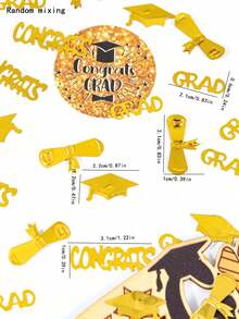 毕业季抛洒彩带、博士毕业帽、餐桌装饰、派对用品、纸亮片、完美的家居和舞蹈用品 - 金色 - 查看 2