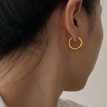 1 Pair Faux Pearl Earrings, Minimalist Elegant Niche Design Earrings For Women - Gold - View 3