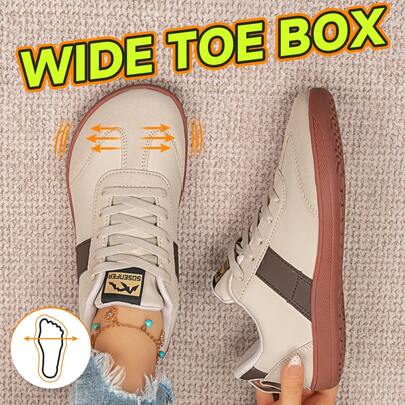  Sosenfer Wide Head Barefoot Shoes Women's Cross Training Casual Flat Sole Zero Drop Sneakers Gym Yoga Outdoor Sports Soft Wear-Resistant Non-Slip Skateboarding Large Size Walk Camp Boot