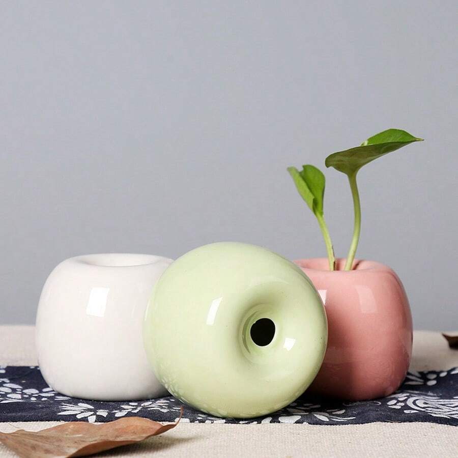1pc Mini Flower Vase, Small Potted Plant Vase, Cute Minimalist Decor, Home & Office Potted Plant - A - View 1