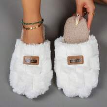 Fashionable New Fluffy Indoor Slippers, One-Piece Suede Velvet Low Noise Shoes - Women's Slippers - View 4
