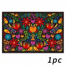 1/2/4/6/8/300pcs Luxury Placemat Set, Featuring Red Floral Pattern Design, Size 12*18 Inches/30*45cm. Multiple Pattern Options Available, Suitable For Family Dining, Home Decor, Birthday Party, Kitchen, Restaurant, And Home Living. 100% Polyester Woven, Washable Polyester Placemats. - Multicolor - View 13