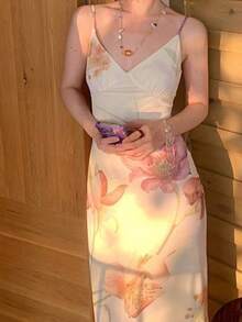 Đầm lưới cổ chữ V in hoa dành cho nữ, đầm dự tiệc gợi cảm kiểu bãi biển, đầm cưới mùa xuân/hè. - Nhiều màu - Xem 11