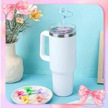 12pcs Reusable Straw Covers With Bow Tie Design, Cute Straw Toppers, Dust-Proof Straw Caps Compatible With 10mm Straws, Cup Accessories - Multicolor - View 6