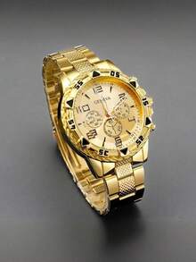 Set 5 Jam Tangan Quartz Pria, Gaya Minimalis, Casing Paduan Bulat, Tali Paduan untuk Bisnis, Set Hadiah Elegan - MultiWarna - View 8