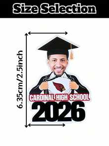 Personalized Photo Graduation Cupcake Decor Set. Customize Your Photo Cake Decorations – Upload Photos And Add Custom Text – Cupcake Decorations With Graduation Caps And High School Caps - Multicolor - View 3