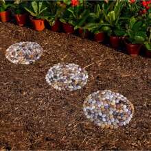 6 PCS River Rock Stepping Stones Outdoor 12 Inch Diameter Round Pavers Pebbles Polished Gravel For Garden Walkway - 12 圓度 - 查看 7