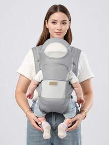 4-Season Baby Carrier Waist Stool, Lightweight Front Carry Infant Backpack, Versatile Outdoor Babywearing Device - Grey - View 4