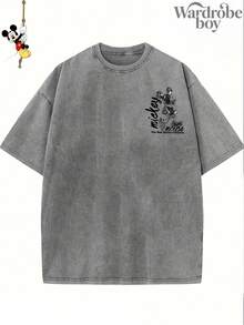 Disney 1PC Authorized Cartoon Washed Cotton Short Sleeved T-Shirt, Cartoon MIQI Pattern Printed T-Shirt, Very Suitable For Family Travel And Vacation. This Is A New 2026 Short Sleeved T-Shirt, An Ideal Choice For Mother's Day, Suitable For Both Men And Women. Comfortable And Breathable. Exquisite Design Is The Preferred Gift - 灰色 - 查看 3