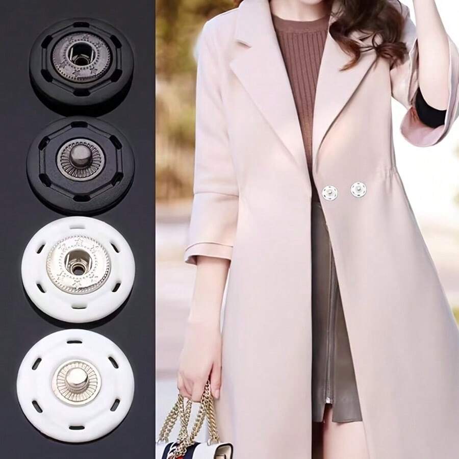 Khuy bấm tròn ẩn, khuy nhựa không lộ ra ngoài, thích hợp cho áo khoác, áo sơ mi, may vá, khuy ẩn đa năng.