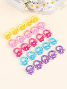 25PCS Flower Hair Ties For Girls Faux Pearl Decor Elastic Hair Ties Macaron Assorted Muted Color Hair Holder Cute Sweet Style Hair Tie Set For Spring Vacation And Casual Daily Wear Colorful Headdress Teens Hair Accessories - Multicolor - View 8