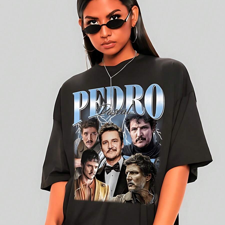 Pedro Pascal Collage Shirt, Unisex Fan Tee Game O F Thrones. - Black - View 1