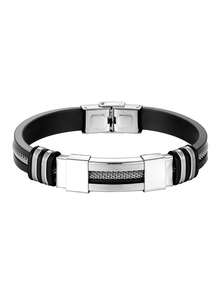 男士不锈钢手链，防水硅胶腕带 - 幾何 - 查看 6