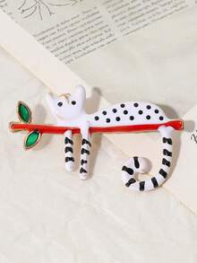 1枚可爱慵懒波点猫胸针，百搭日常配饰 - 彩色 - 查看 7