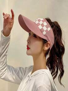 1 Piece, Summer New Sun Hat, Baseball Cap, Versatile Men's And Women's Fashionable Sun Hat, Outdoor Travel Multifunctional Embroidered Checkered Sun Hat, Couple Summer Mountain Climbing Sun Hat, Beach Couple Sun Hat, Daily Leisure Empty Top Baseball Cap - Multicolor - View 3