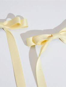 2pcs Ballet Style Long Ribbon Bow Hair Clip Fashionable And Cute Women Hair Accessory Suitable For Daily Wear On Any Occasion Valentine's Day Valentines Hair Accessories For Women Claw Clips Hair Claws Hair Barrettes School Stuff Elegant College Winter Outfit For Women Bows Head Accessories - 黃色的 - 查看 3