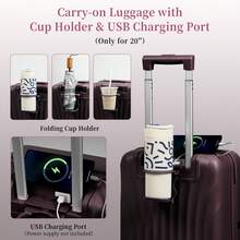 AAIVV 4 Piece Set,Expandable ABS Suitcase With TSA Lock, 20 Inch Carry On Luggage With Cup Holder, USB Charging Port Airline-Approved Hard Shell, Double Spinner Rolling Wheels Suitcases For Lightweight Travel (28in26in20in13in) - Dark Purple - View 4