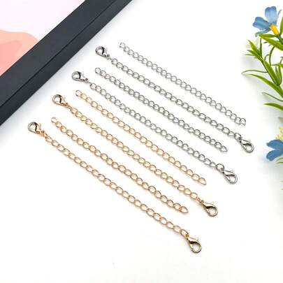 20/50 piezas Extensores de cadena para hacer joyas, colas de extensión plateadas y doradas con broches de langosta para collares, pulseras, tobillos, llaveros - Desmontables