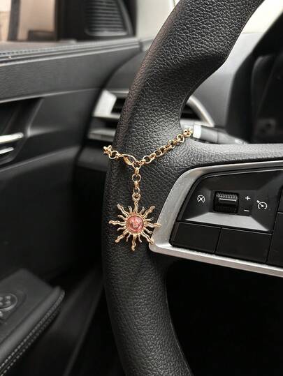 Sun God Car Hanging Ornament, Retro Sun Pendant Steering Wheel Decor, Car Accessories