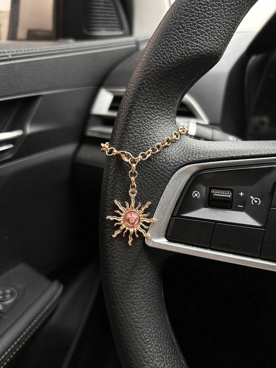Sun God Car Hanging Ornament, Retro Sun Pendant Steering Wheel Decor, Car Accessories - A - View 1