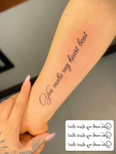 1 Stück romantisches florales Schrift-Tattoo auf Englisch, wasserfest und langanhaltend, minimalistischer Liebesgeständnis-Spruch Tattoo Aufkleber, geeignet für Menschen