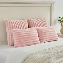 YSTYLE 2-teiliges Sofakissen-Set aus Kunstfell, 40 x 40 cm, dekorative Sofakissenbezüge fürs Wohnzimmer, weiche Kissenbezüge, herzförmige Kissenbezüge mit Reißverschluss - Pink - Übersicht 7