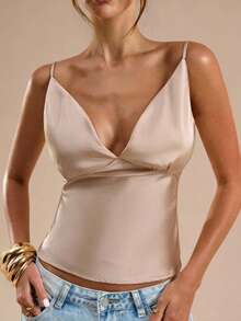 Áo hai dây hở lưng gợi cảm màu kaki satin mùa hè SUNSTORY dành cho nữ, thích hợp cho Ngày Valentine, lễ hội âm nhạc, kỳ nghỉ biển, tiệc tùng, trang phục công sở thanh lịch, ngày lễ. - Rượu sâm banh - Xem 4