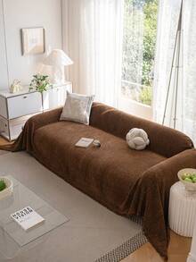 1 pezzo Copridivano in chenille, coperta per divano, protettore antiscivolo per mobili, coperta per cani/animali domestici, lavabile in lavatrice, adatta per divani grandi, divano letto, colore cocco - Cachi - Visualizzare 4
