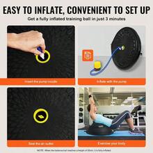 Entrenador de Pelota de Medio Ejercicio, Entrenador de Pelota de Equilibrio de 660 x 200 mm de Capacidad de 680 kg con Bandas de Resistencia y Bomba de Pie, para Gimnasio en Casa, Negro - por defecto - Ver 6