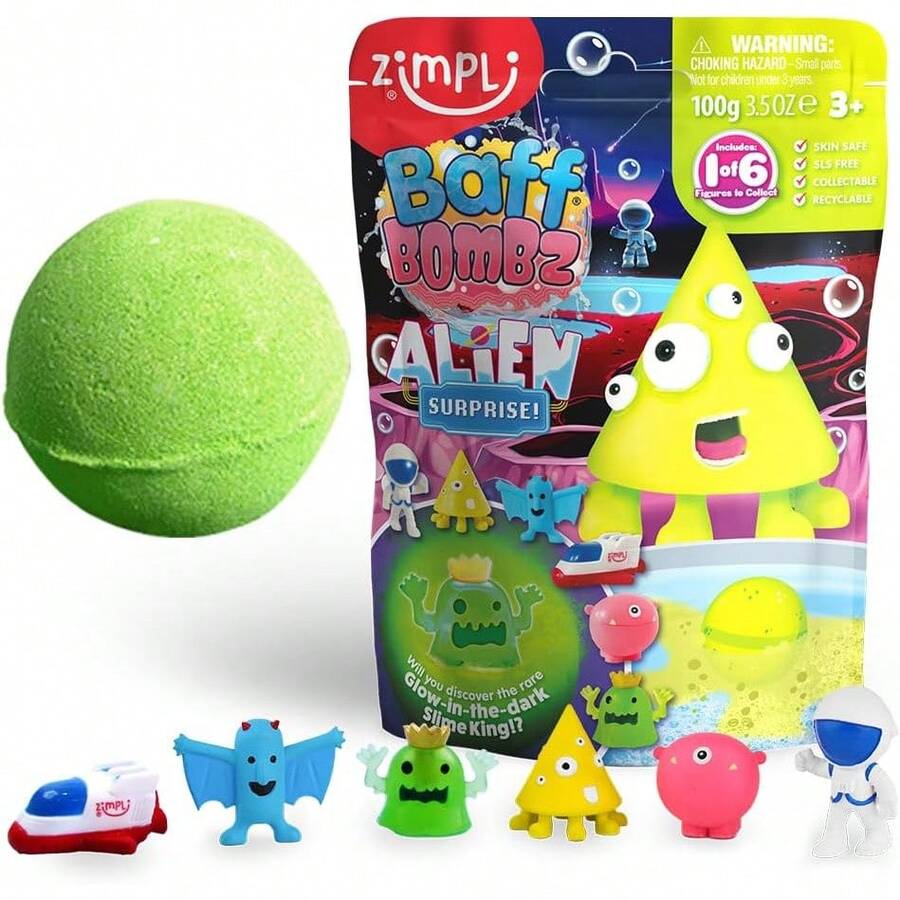 ZIMPLI Bomba Alien Baff Grande de 100 g con Juguete Sorpresa en su Interior, Regalos para Fiestas, Rellenos, recompensas, Juguete para el baño - Unicornio - Ver 1