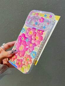 新款蓝光树脂蓝花手机壳，全包防震保护套，适用于 17 Pro Max、16 Pro、15、14、13 - 粉色 - 查看 6